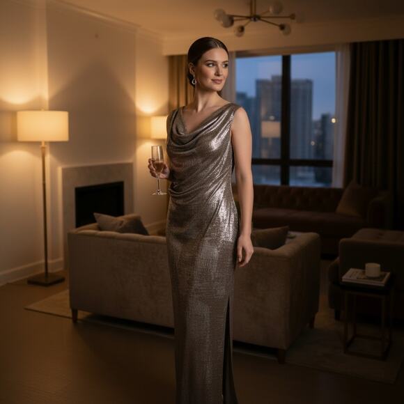 connected apparel Dresses & Skirts - Connected Apparel Metallic Ombre Evening Gown – Size 20W – New With Tags